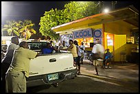 Pick-up truck and bar at night, Cruz Bay. Saint John, US Virgin Islands ( color)