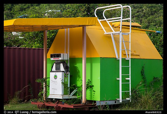 Gas pump, Coral Bay. Saint John, US Virgin Islands (color)