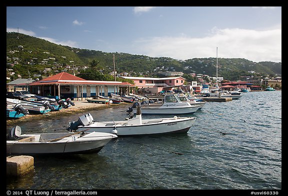 Fishing boats, Frenchtown harbor. Saint Thomas, US Virgin Islands (color)