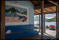 Mural decor and Hassel Island. Saint Thomas, US Virgin Islands