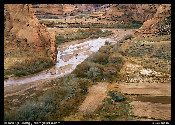 Farm on the valley floor of Canyon de Chelly. Canyon de Chelly  National Monument, Arizona, USA