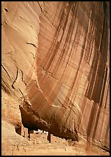 White House Ancestral Pueblan ruins and wall with desert varnish. Canyon de Chelly  National Monument, Arizona, USA ( color)