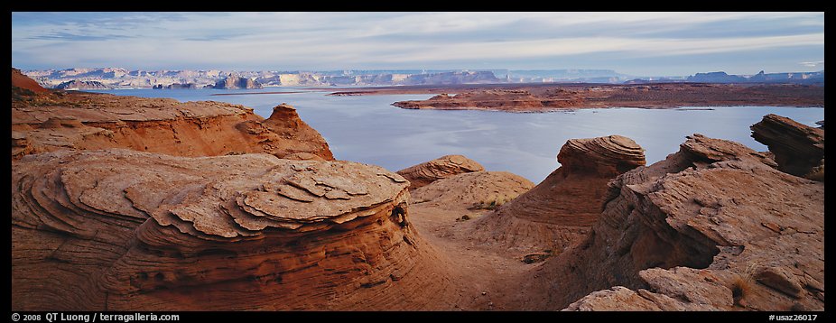 Lake Powell scenery with swirls in foreground, Glen Canyon National Recreation Area, Arizona. USA