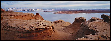 Lake Powell scenery with swirls in foreground, Glen Canyon National Recreation Area, Arizona. USA