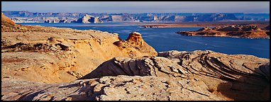 Lake Powell view with sandstone swirls, Glen Canyon National Recreation Area, Arizona. USA