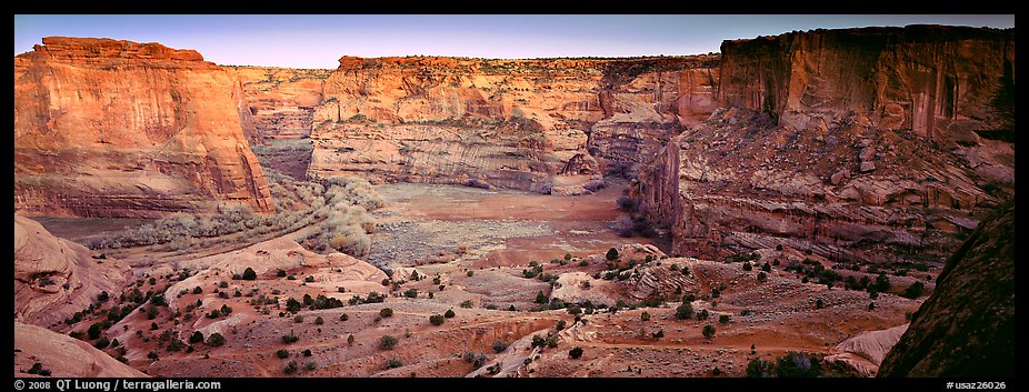 Canyon scenery at dusk. Canyon de Chelly  National Monument, Arizona, USA (color)