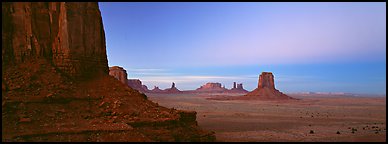 Monument Valley scenery at dusk. Monument Valley Tribal Park, Navajo Nation, Arizona and Utah, USA (Panoramic color)