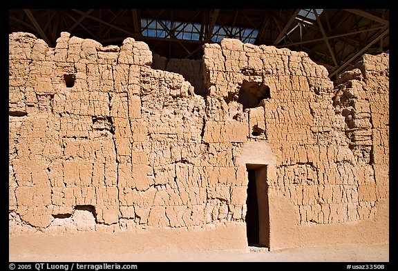Detail of Hohokam great house, Casa Grande Ruins National Monument. Arizona, USA (color)