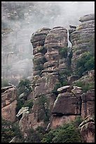 Pinnacles and fog. Chiricahua National Monument, Arizona, USA ( color)