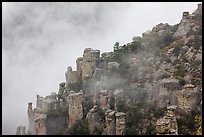 Rock pillars and fog. Chiricahua National Monument, Arizona, USA (color)