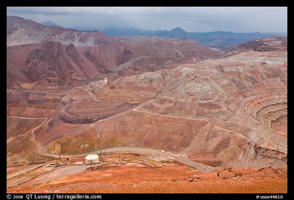 Open pit copper mining, Morenci. Arizona, USA (color)