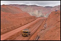 Truck with copper ore in open pit Morenci mine. Arizona, USA (color)