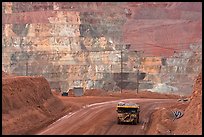 Truck and copper mine terraces, Morenci. Arizona, USA