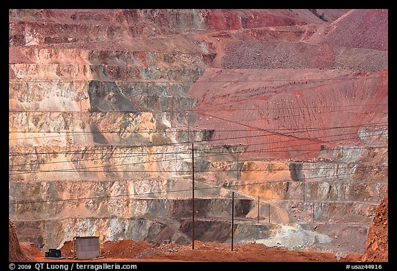 Open pit copper mine terraces, Morenci. Arizona, USA (color)