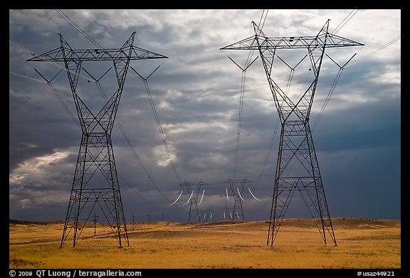 Power lines and storm clouds. Arizona, USA