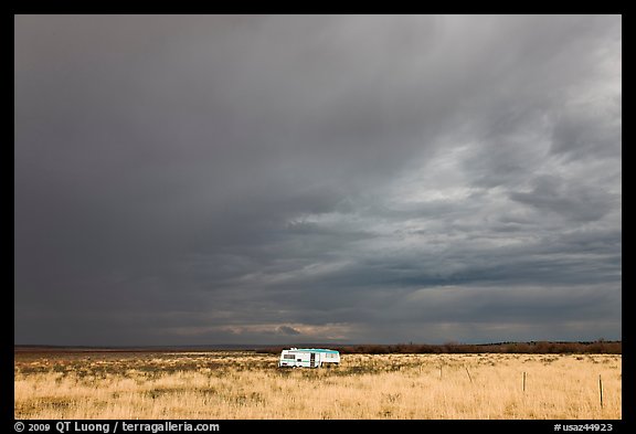 Trailer and storm sky. Arizona, USA (color)