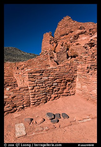 Wall detail, Wupatki Pueblo, Wupatki National Monument. Arizona, USA (color)