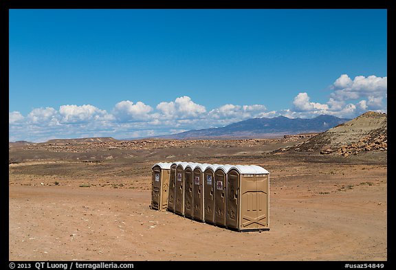 Portable toilets in desert. Four Corners Monument, Arizona, USA