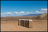 Portable toilets in desert. Four Corners Monument, Arizona, USA (color)