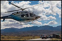 Helicopter at road accident site. Four Corners Monument, Arizona, USA (color)