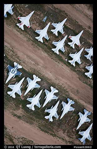 Aerial view of fighter jets. Tucson, Arizona, USA (color)