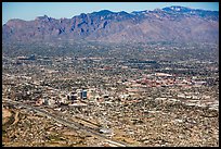 Aerial view of downtown Tucson and mountains. Tucson, Arizona, USA ( color)