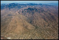 Aerial view of Tucson outskirts and Rincon Mountains. Tucson, Arizona, USA ( color)