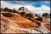 White layer above read layer of twisting sandstone. Vermilion Cliffs National Monument, Arizona, USA ( color)