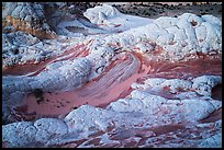 White crossbedded sandstone layer capping twirls of red sandstone. Vermilion Cliffs National Monument, Arizona, USA ( color)