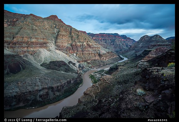 Grand Canyon at dusk from from Whitmore Canyon Overlook. Grand Canyon-Parashant National Monument, Arizona, USA (color)