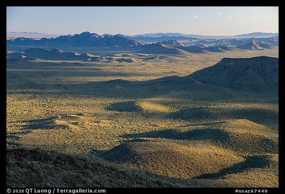 Vekol Mountains seen from Table Top Mountain. Sonoran Desert National Monument, Arizona, USA (color)