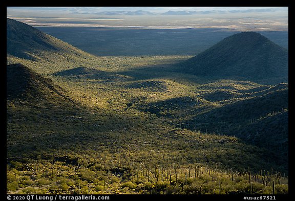 Afternoon shadows on the slopes of Table Mountain. Sonoran Desert National Monument, Arizona, USA (color)