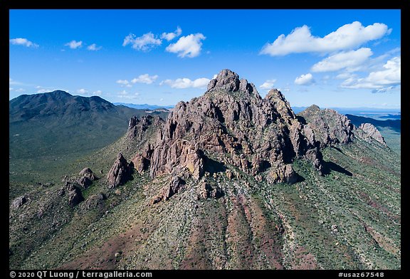 Aerial view of Ragged Top Mountain. Ironwood Forest National Monument, Arizona, USA (color)