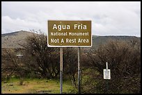 National Monument not a rest area sign. Agua Fria National Monument, Arizona, USA ( color)