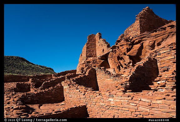 Wupatki ruin of red rock pueblo. Wupatki National Monument, Arizona, USA (color)