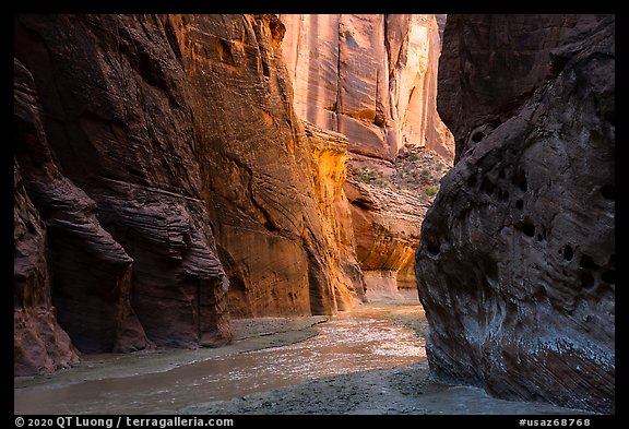 Paria River flowing in Paria Canyon. Vermilion Cliffs National Monument, Arizona, USA (color)