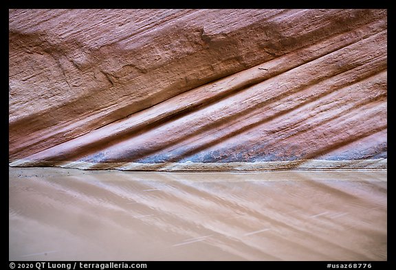 Striations reflected in water, Paria Canyon. Vermilion Cliffs National Monument, Arizona, USA (color)