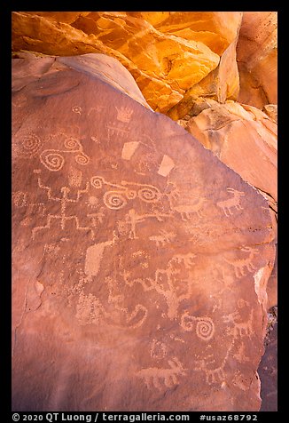 Rock with petroglyps. Vermilion Cliffs National Monument, Arizona, USA (color)