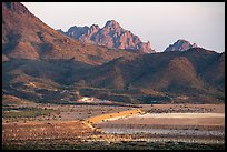 Silver Bell tailings pond, Ragged Top, and Wolcott Peak. Ironwood Forest National Monument, Arizona, USA ( color)