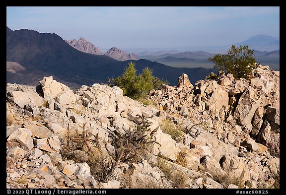 Ragged Top, and Wolcott Peak from Waterman Peak. Ironwood Forest National Monument, Arizona, USA (color)