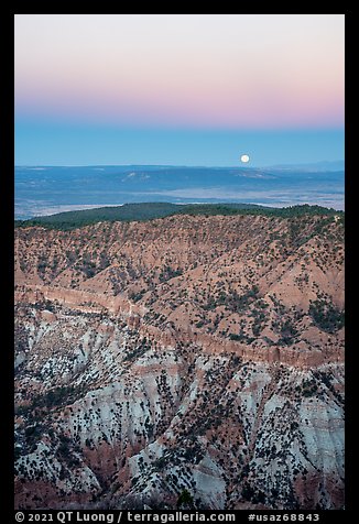 Hells Hole with full moon setting. Grand Canyon-Parashant National Monument, Arizona, USA (color)