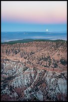 Hells Hole with full moon setting. Grand Canyon-Parashant National Monument, Arizona, USA ( color)