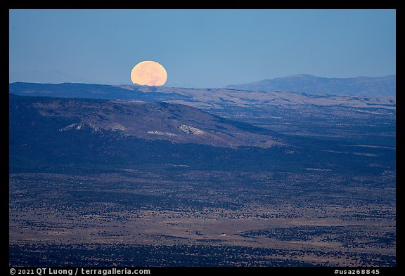 Moonset over Kinney Flat. Grand Canyon-Parashant National Monument, Arizona, USA (color)