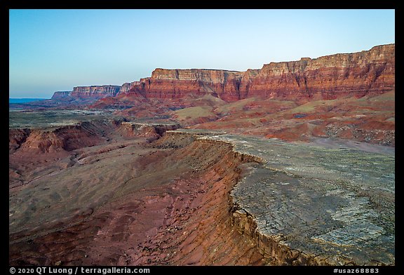 Aerial view of Vermillion Cliffs, dawn. Vermilion Cliffs National Monument, Arizona, USA (color)