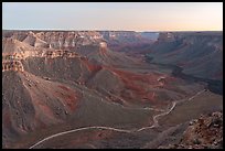 Kanab Creek Canyon at dusk from Gunsight Point. Baaj Nwaavjo Itah Kukveni – Ancestral Footprints of the Grand Canyon National Monument, Arizona, USA ( color)