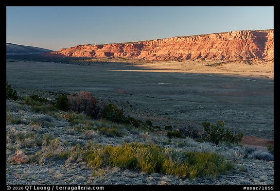 Vermillion Cliffs and House Rock Valley at sunset. Baaj Nwaavjo Itah Kukveni – Ancestral Footprints of the Grand Canyon National Monument, Arizona, USA (color)