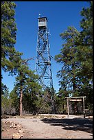 Arizona Trail sign and Grandview lookout tower. Baaj Nwaavjo Itah Kukveni – Ancestral Footprints of the Grand Canyon National Monument, Arizona, USA ( color)