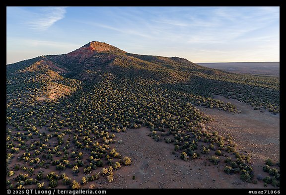Aerial view of Red Butte at sunrise. Baaj Nwaavjo Itah Kukveni – Ancestral Footprints of the Grand Canyon National Monument, Arizona, USA (color)