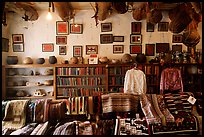 Navajo rugs and designs in the Hubbel rug room. Hubbell Trading Post National Historical Site, Arizona, USA (color)