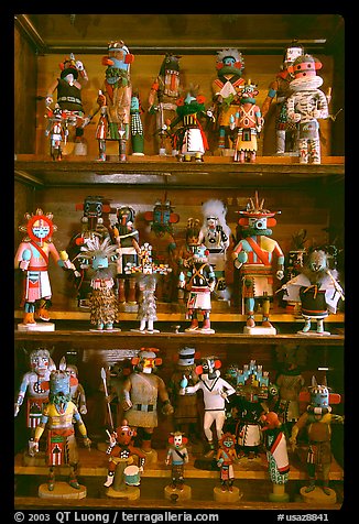Ritual Hopi Kachina figures. Hubbell Trading Post National Historical Site, Arizona, USA (color)